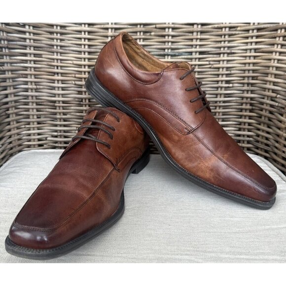Florsheim Men's Size 10.5 D Forum Moc Toe Oxford Cognac Brown Lace Up - Picture 1 of 10